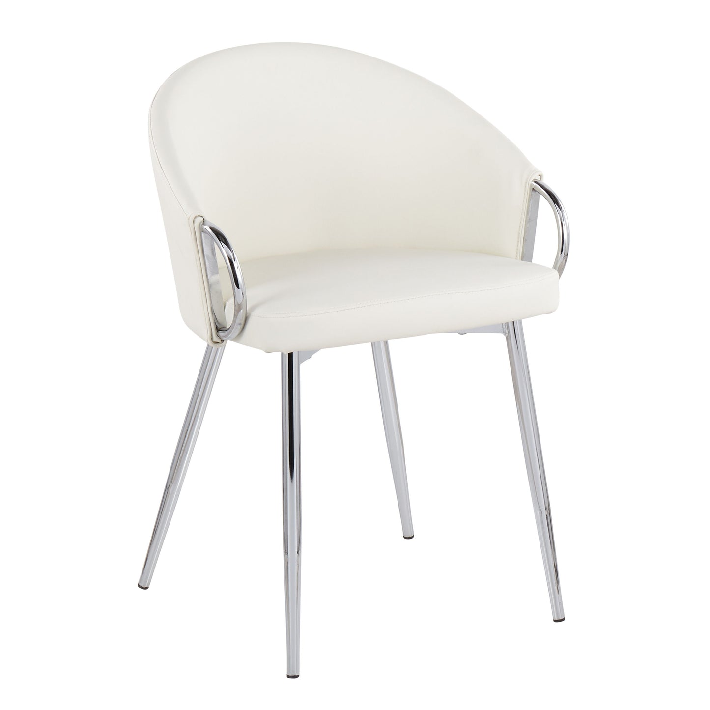 Claire - Contemporary / Glam Chair (Set of 2) - Chrome / White