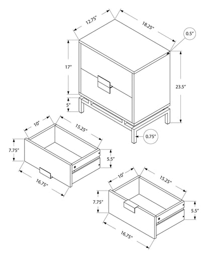 Accent Side Table, 2 Storage Drawer, Glossy Contemporary And Modern - White