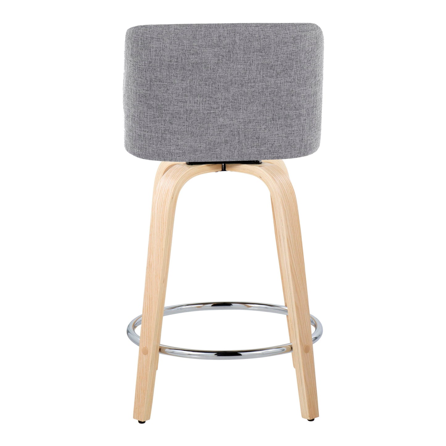 Toriano - Contemporary Fixed Height Counter Stool & Swivel With Round Footrest (Set of 2) - Natural / Gray