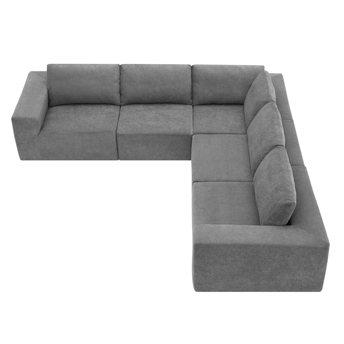 Modular L Shaped Sectional Sofa, Luxury Floor Couch Set, Upholstered Indoor Furniture, Foam - Filled Sleeper Sofa Bed 5 Pieces Free Combination - Gray