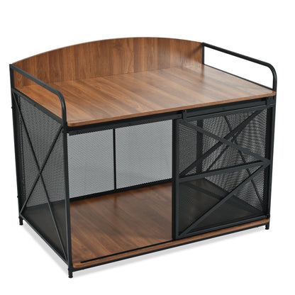 Heavy Duty Large Dog Crate Furniture For Large Medium Dog, Farmhouse Wooden Dog Kennel Indoor End Table, Decorative Pet House For Large Dogs - Brown