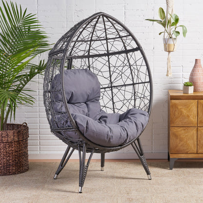 Cosmos - Round Hammered Iron Teardrop Chair - Gray