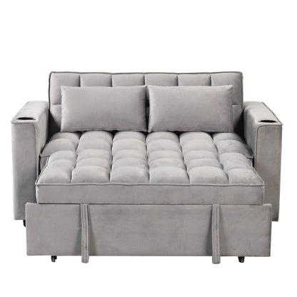Multi Functional Sofa Bed With Cup Holder And USB Port For Living Room Or Apartments - Gray