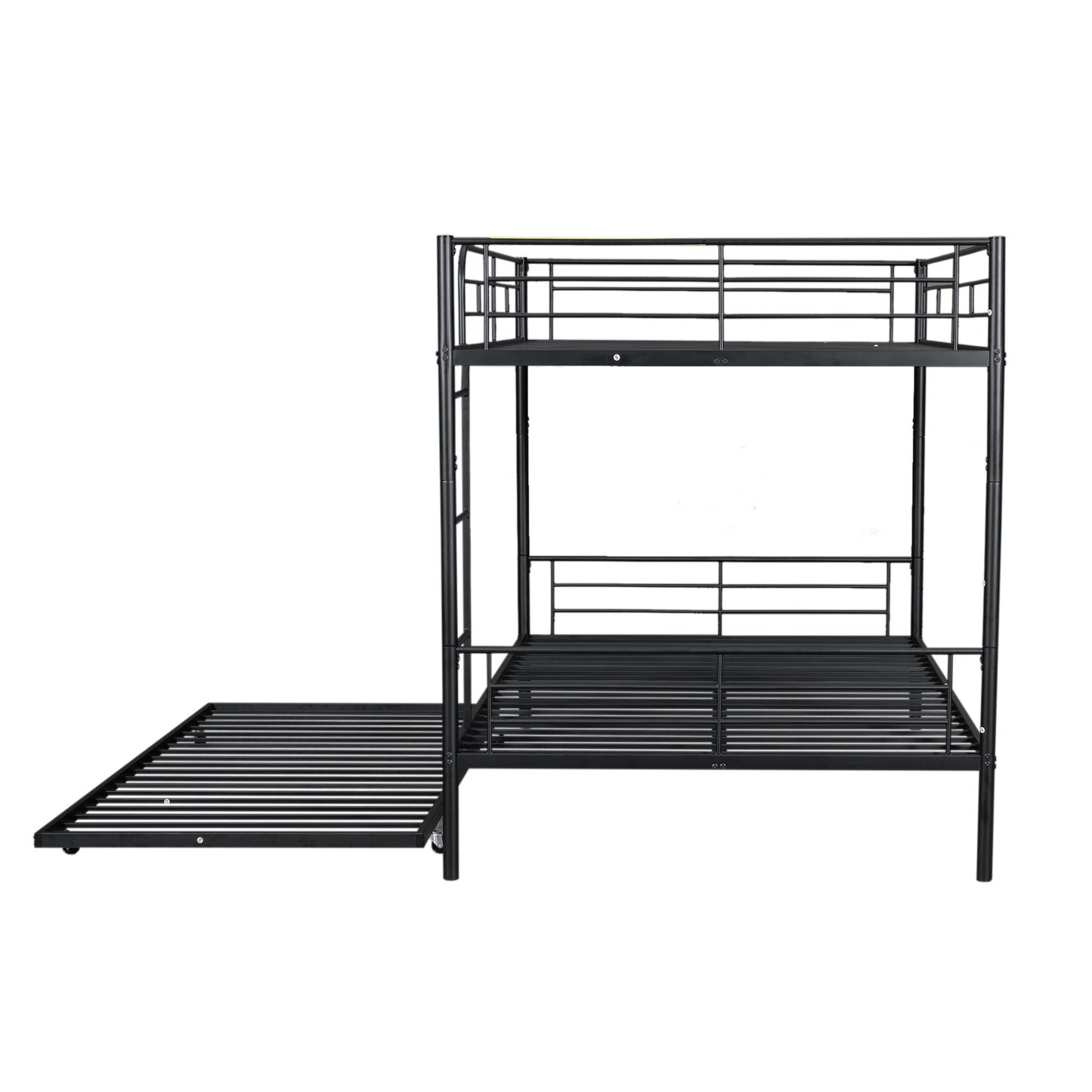 Full Over Full Metal Bunk Bed With Trundle - Black