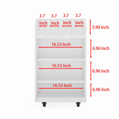 4 Tier Kitchen Island Cart With Spice Rack & Locking Casters, Simple Design Mobile Kitchen Storage Islands For Kitchen Living Room Bedroom - White