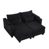 Convertible Chaise Lounge Loveseat Sofa Bed With USB Ports, Cup Holders, Phone Holder & Storage - Black