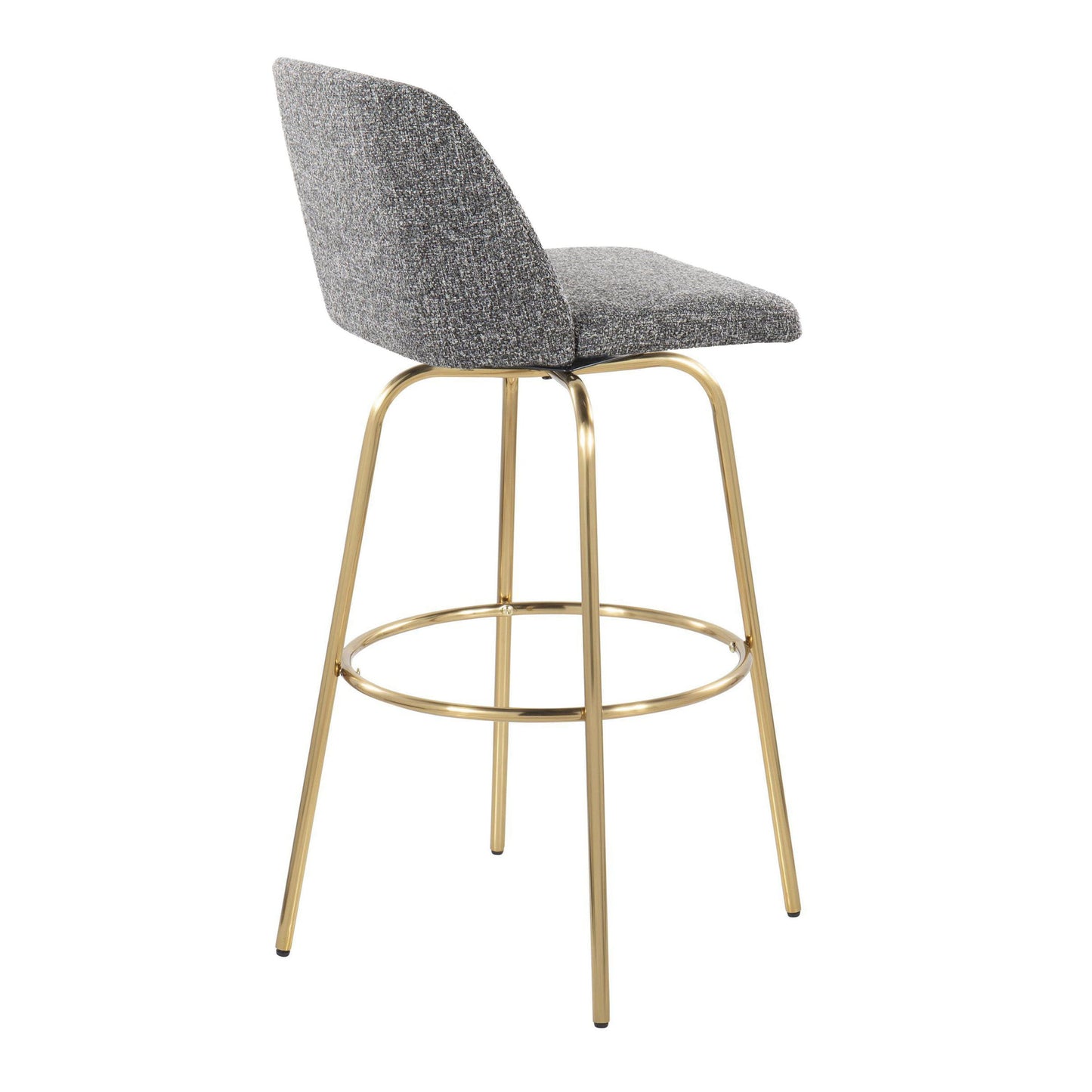 Toriano - Contemporary Fixed Height Barstool With Swivel With Round Footrest (Set of 2) - Gray / Gold