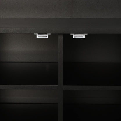 Entryway Bench With Coat Rack, 3 In 1 Design And Adjustable Shelves, Hall Tree With 7 Hooks For Entrance, Living Room - Black