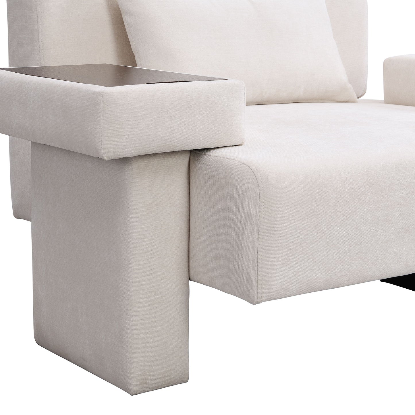 Modern Oversized Armchair, Wide Mid-Century Chair With Pillow Upholstered, Sturdy Wood Frame & Soft Cushion For Living Room - Beige