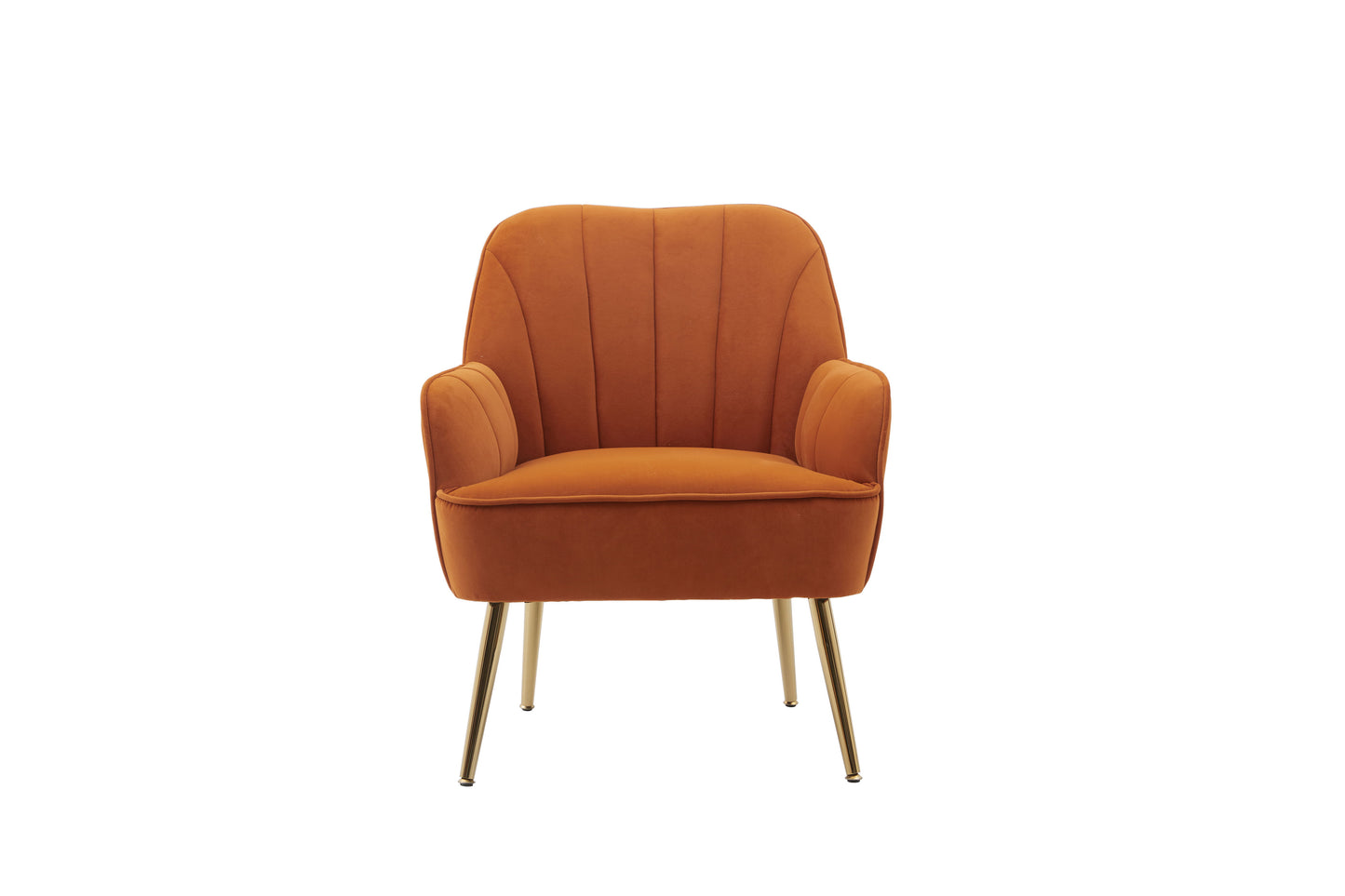 Modern Mid-Century Chair Velvet Sherpa Armchair For Living Room Bedroom Office - Orange