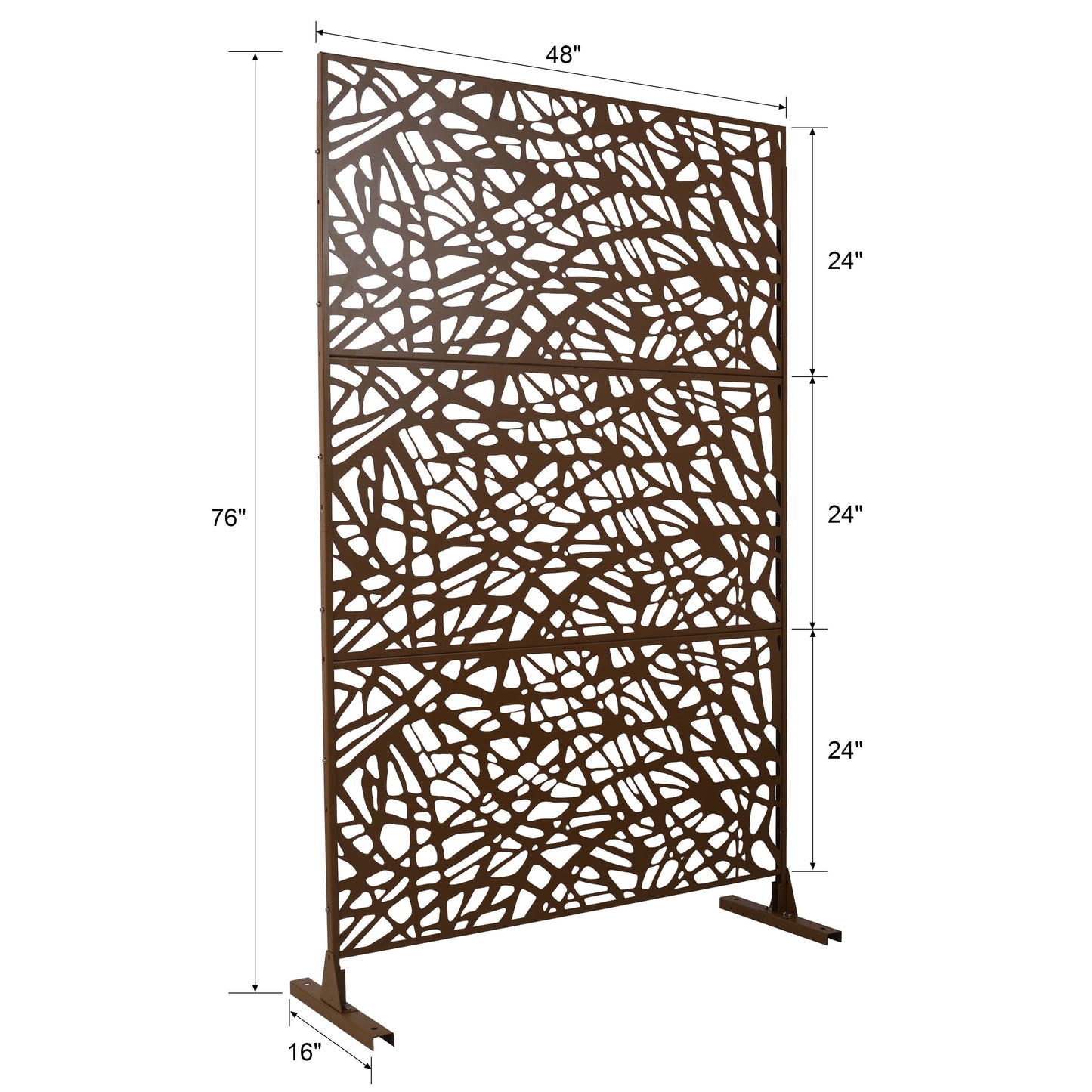 Outdoor & Indoor Metal Privacy Screen Freestanding Decorative Privacy Screen, Privacy Fence Panels For Deck Balcony Patio Garden - Brown