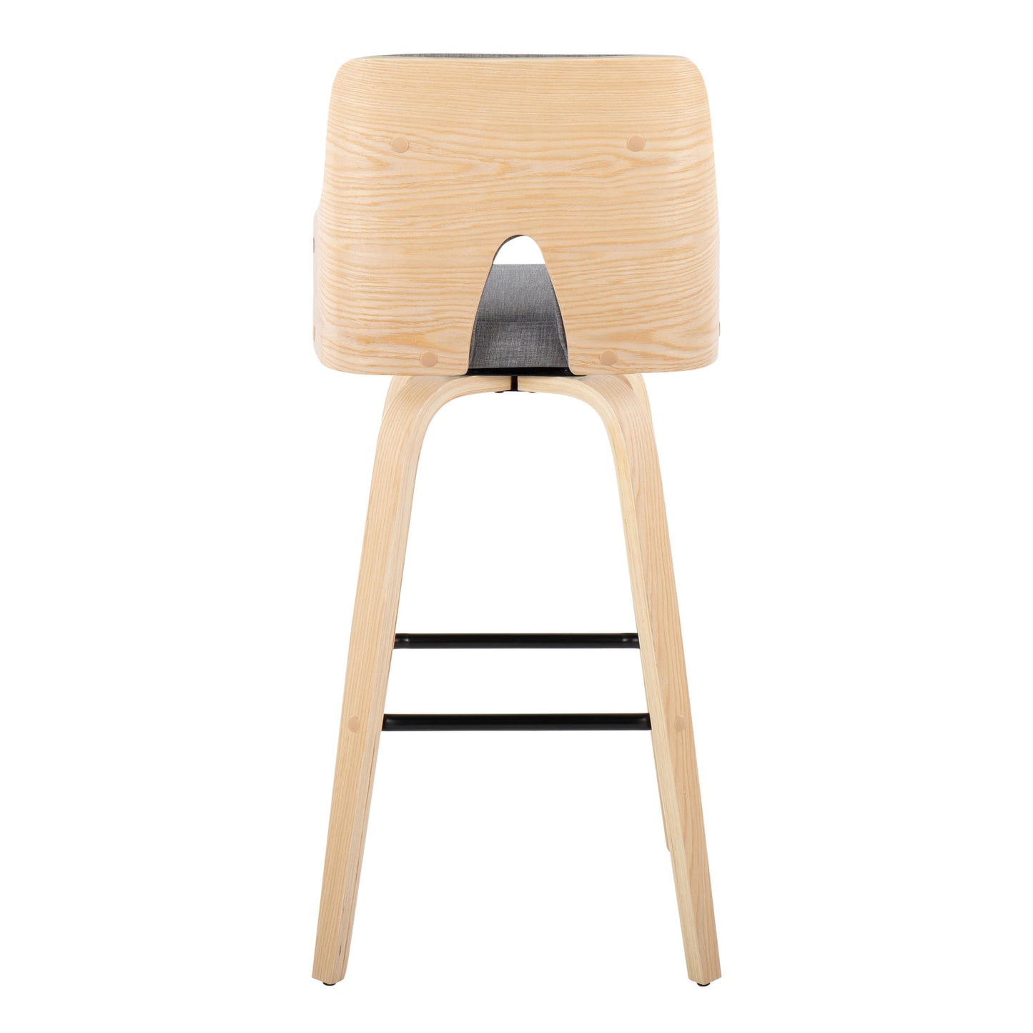 Stella - Contemporary Fixed Height Barstool With Swivel Square Footrest (Set of 2) - Natural / Light Gray
