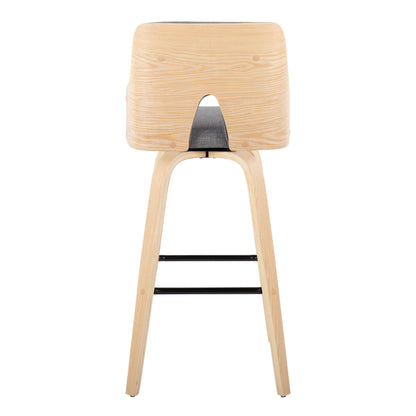 Stella - Contemporary Fixed Height Barstool With Swivel Square Footrest (Set of 2) - Natural / Light Gray