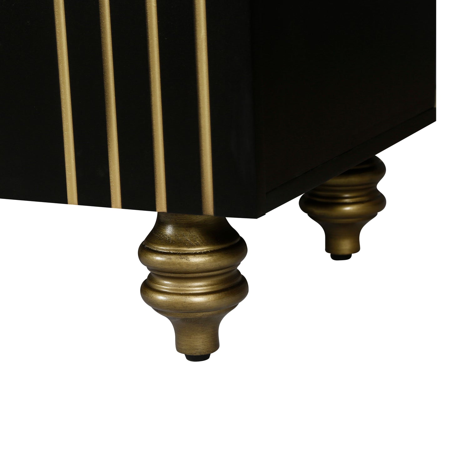 4 Door Cabinet Modern Fluted Sideboard Buffet With Storage, Curve Element With Strict Lines - Black