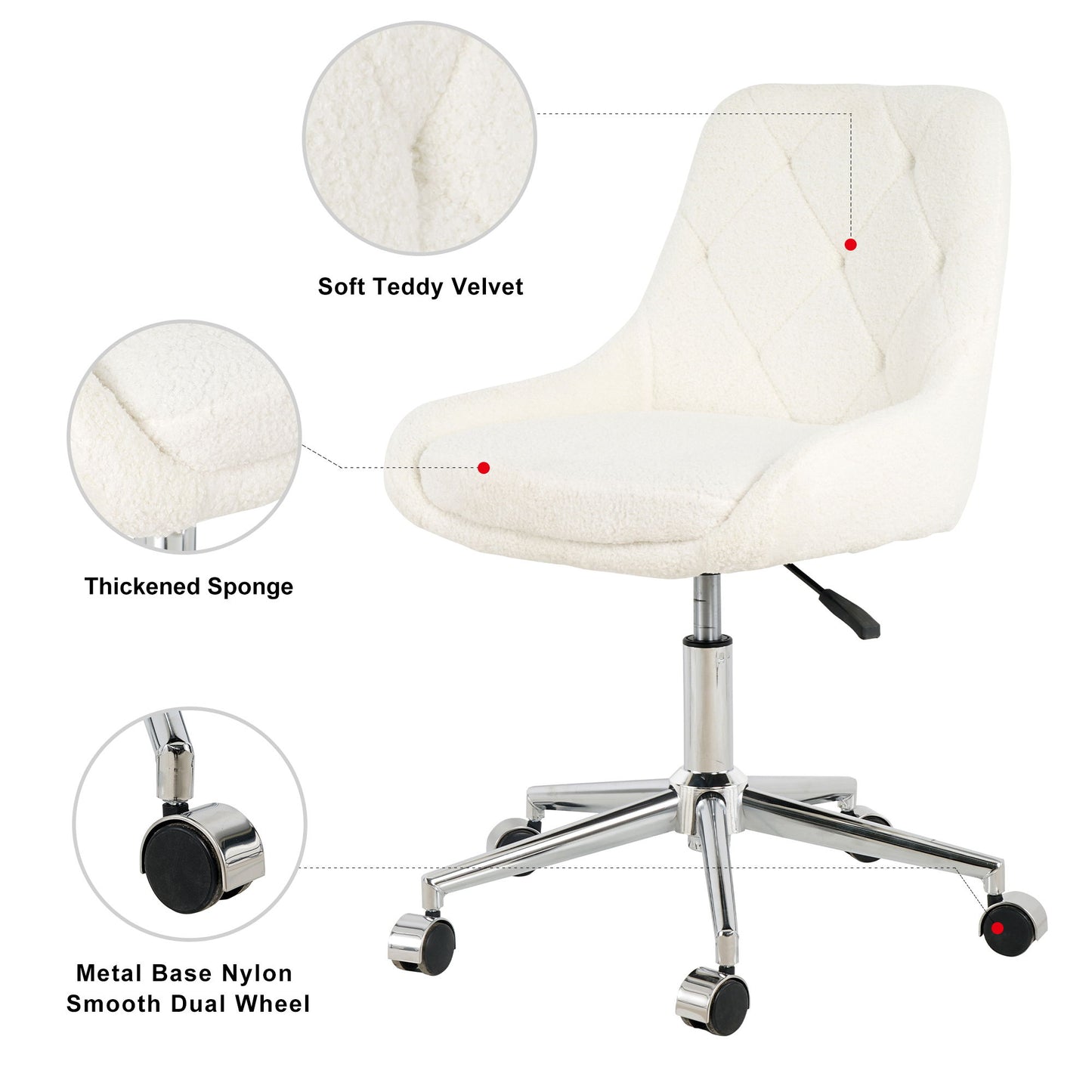 Modern Teddy Fleece Fabric Dining Chair With Chrome Legs, Soft And Comfortable - Beige