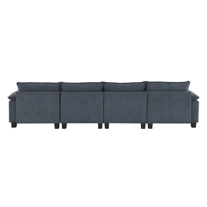 Wide Seat Modular Sectional Bed Sleeper Couch Set With Armrest Pillow 6 Seat, Free Combination Sofa With Ottomans Oversized - Gray