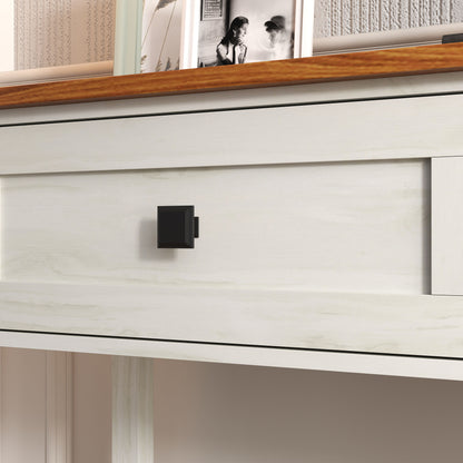 Farmhouse Style Console Table With 2 Drawers And Bottom Storage Shelf - Antique White