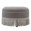 Yolanda - Round Upholstered Accent Ottoman - Light Gray / Ivory