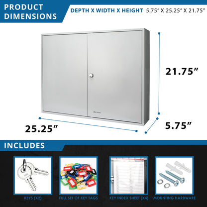 400 Key Adjustable Key Cabinet With Key Lock - Gray