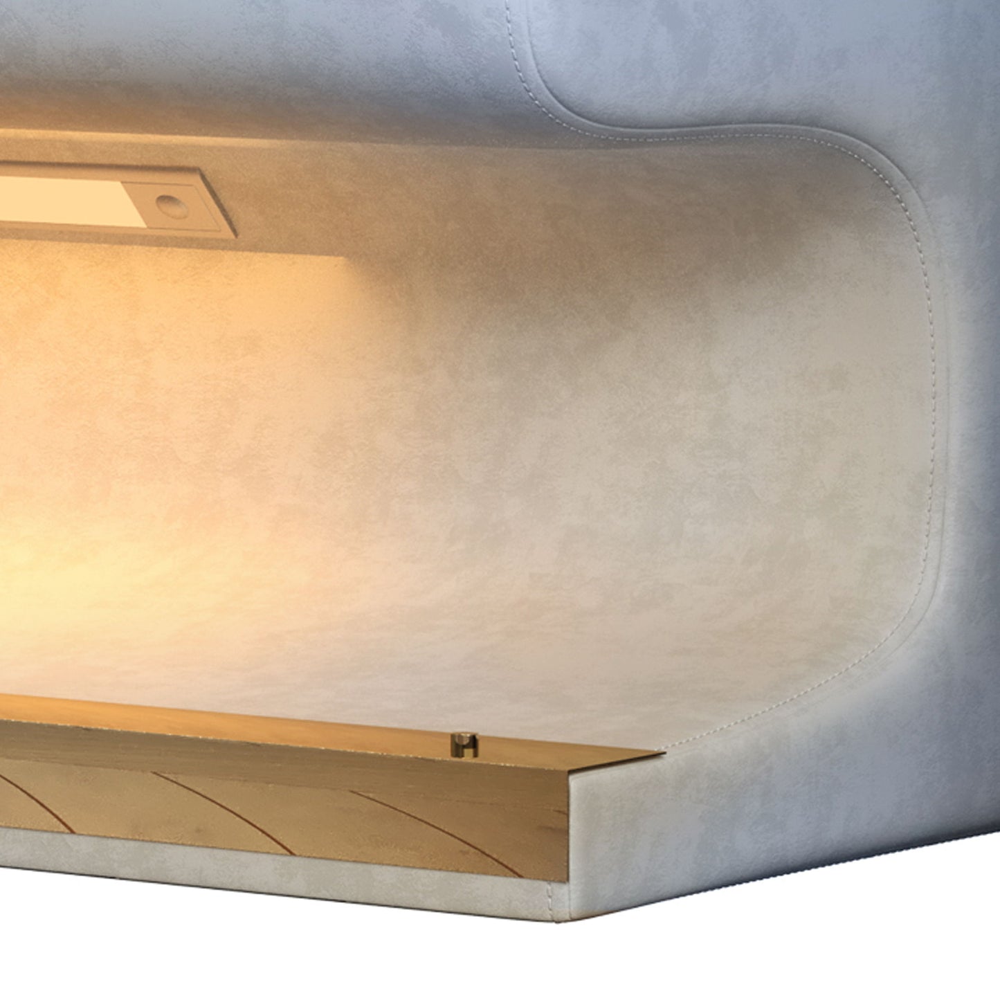 Modern Leather Upholstered Entryway Bench With LED Sensor Light Ottoman For Living Room, Or End Of Bed - Blue