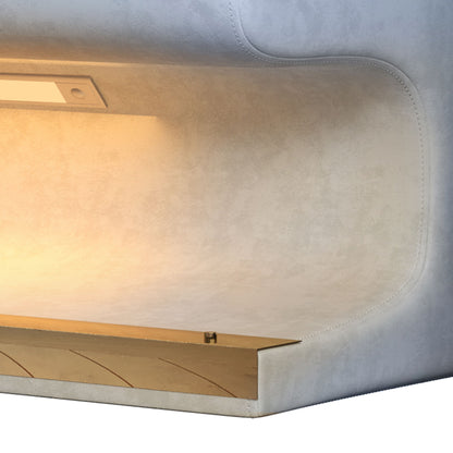 Modern Leather Upholstered Entryway Bench With LED Sensor Light Ottoman For Living Room, Or End Of Bed - Blue