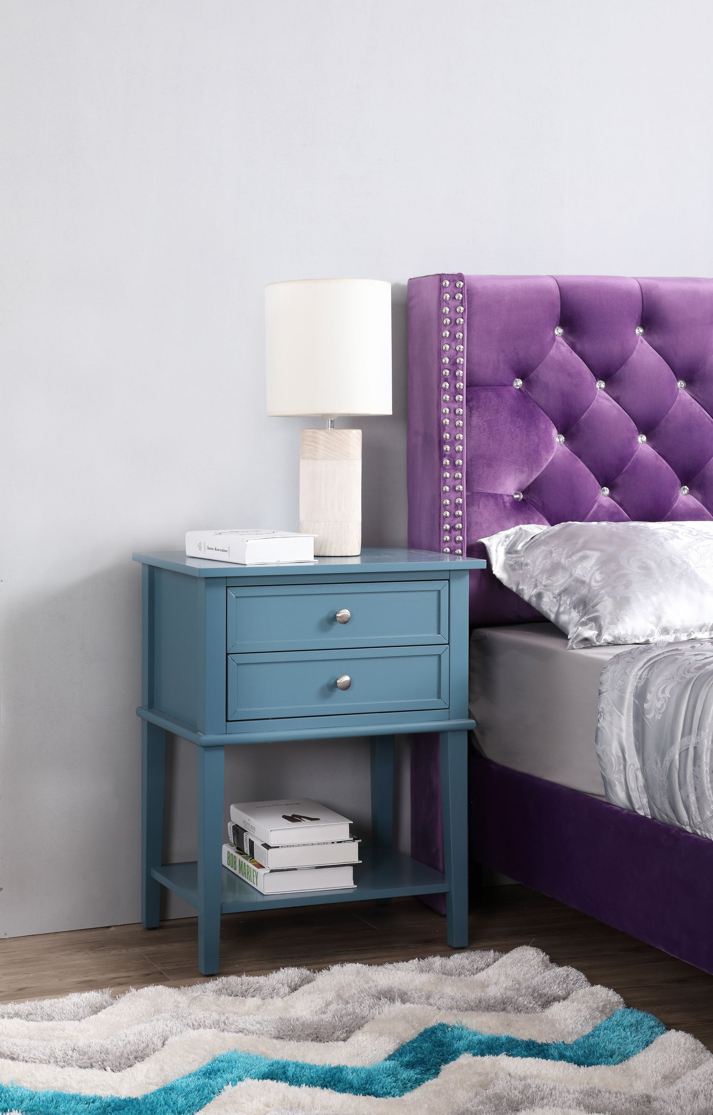 Newton - Stylish Contemporary Nightstand - Teal