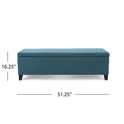 Storage Ottoman Bench With Polyester Upholstery And Wood Frame - Teal