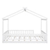 Full Size Bed House Bed Frame & Fence - White