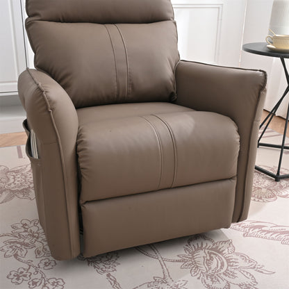 Rocking Recliner Chair, 360 Degree Swivel Nursery Rocking Chair, Glider Chair, Modern Small Rocking Swivel Recliner Chair For Bedroom, Living Room Chair Home Theater Seat, Side Pocket - Brown