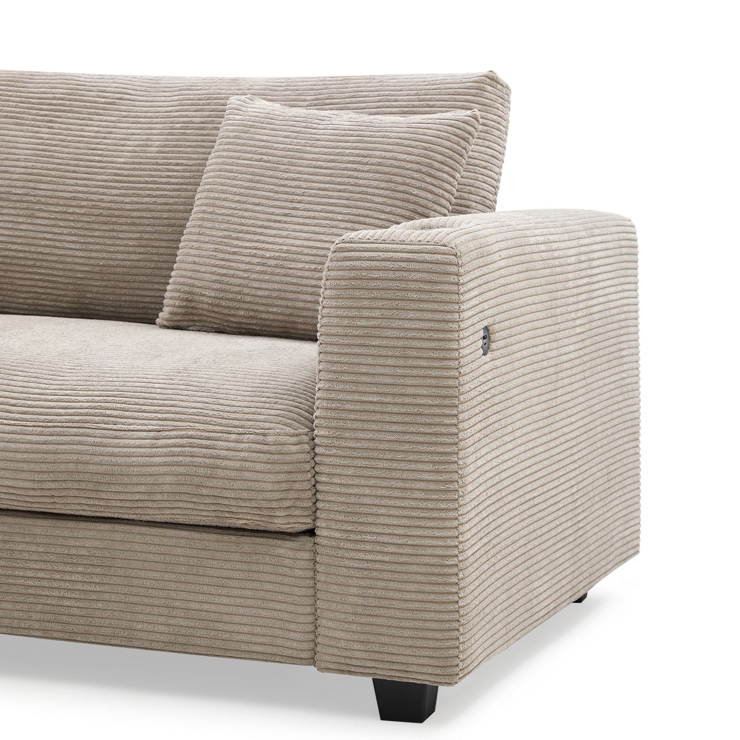Oversized Sectional L Shaped Cloud Couch With USB Charging Port Cup Holder Deep And Wide Seat Sofa With Chaise Comfy - Khaki