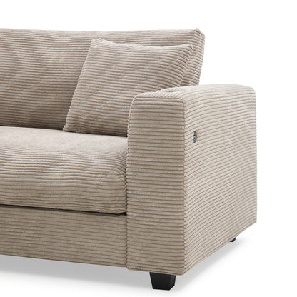 Oversized Sectional L Shaped Cloud Couch With USB Charging Port Cup Holder Deep And Wide Seat Sofa With Chaise Comfy - Khaki
