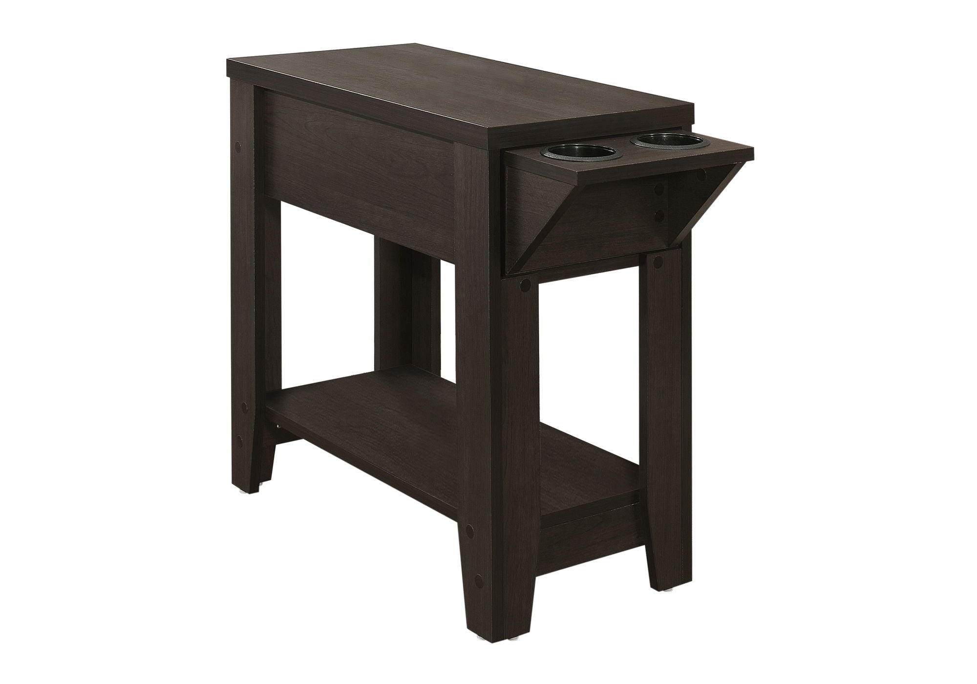 Accent Side Table, Storage, Lamp, Transitional - Espresso