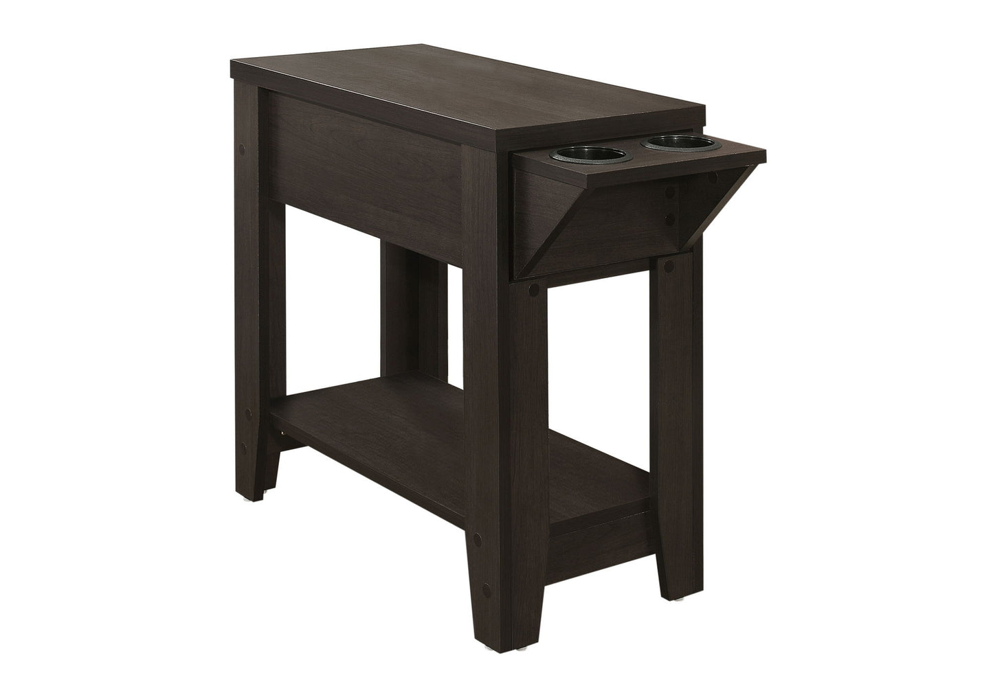 Accent Side Table, Storage, Lamp, Transitional - Espresso