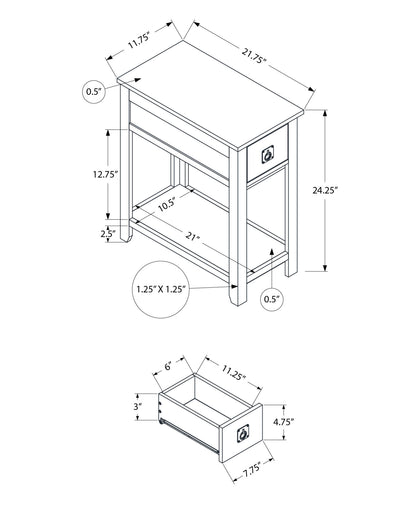 Accent End Table, Narrow, Storage Drawer, Transitional - Espresso