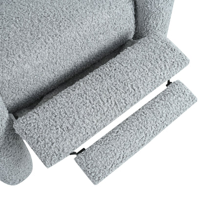Push Back Recliner Armchair Upholstered Single Sofa With Adjustable Backrest For Living Room - Light Gray