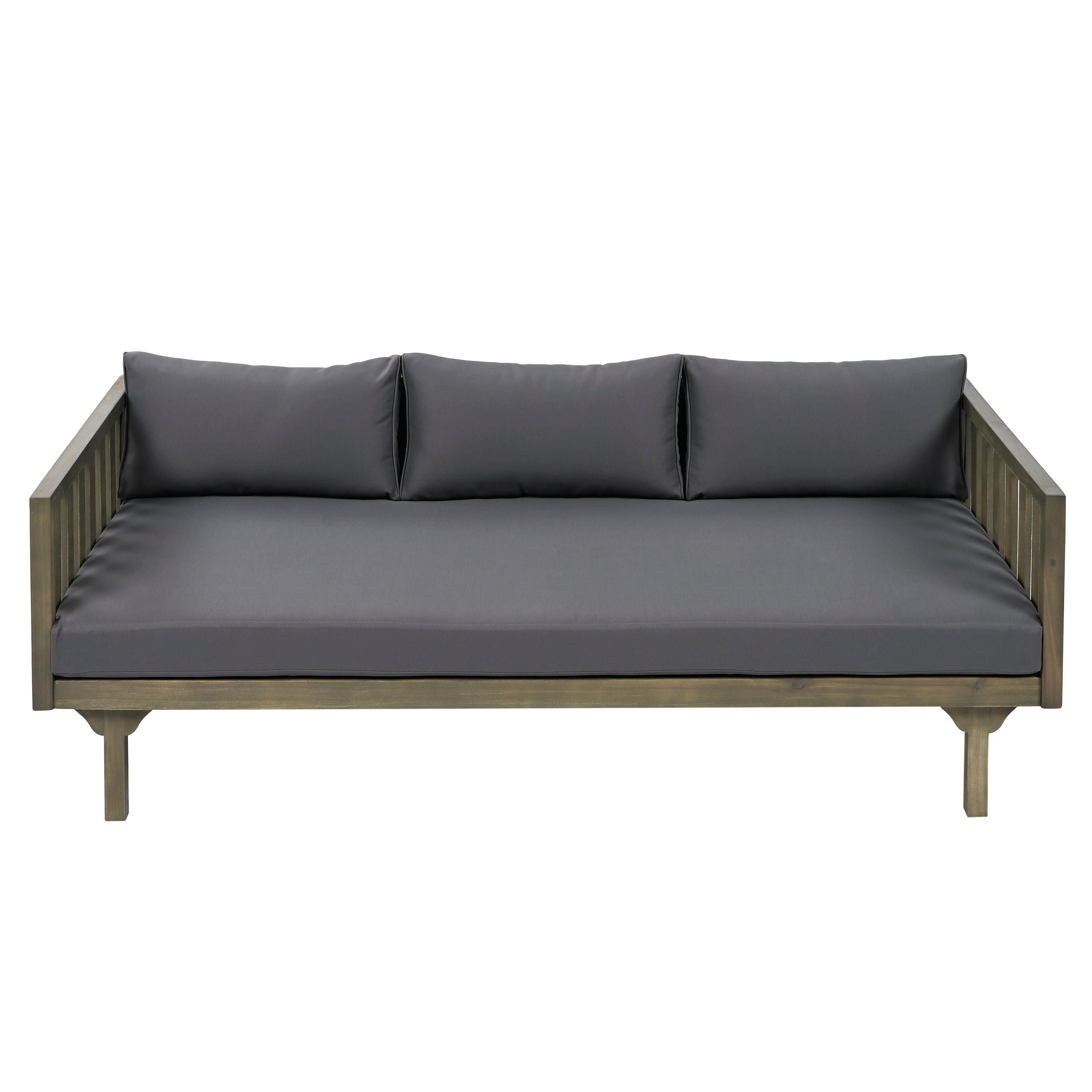 Claremont - 3 Seater Daybed With Slat Paneling And Water Resistant Cushions - Gray