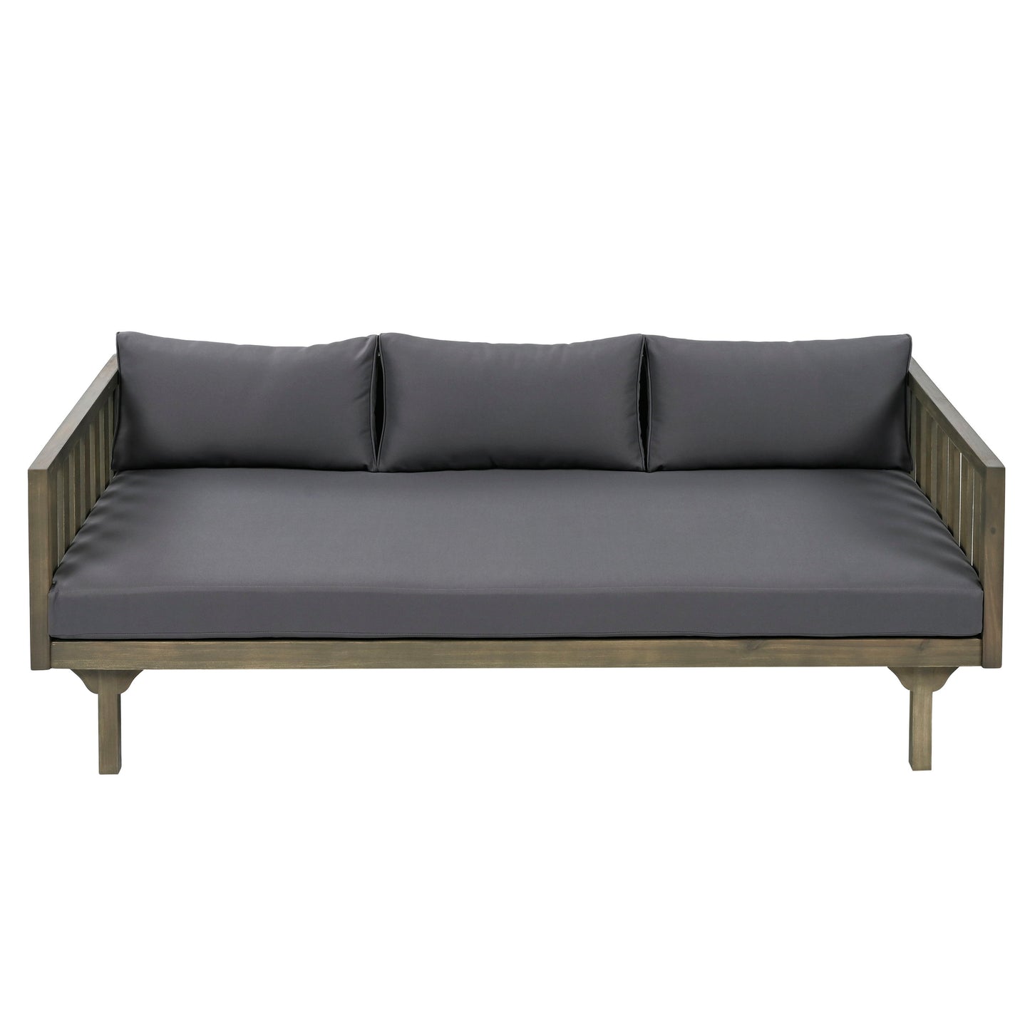 Claremont - 3 Seater Daybed With Slat Paneling And Water Resistant Cushions - Gray