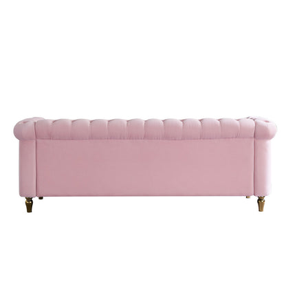 Chesterfield - Velvet Sofa 84.65" For Living Room - Pink