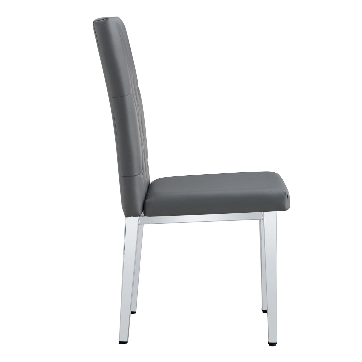 Armless Dining Chairs, Grid And Buckle Design Of The Back (Set of 4) - Gray