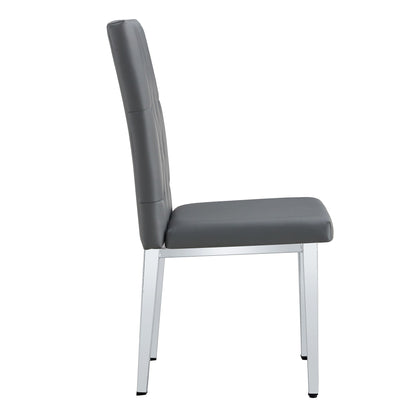 Armless Dining Chairs, Grid And Buckle Design Of The Back (Set of 4) - Gray