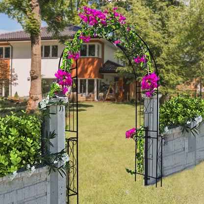 Metal Garden Arch Garden Arbor Trellis Climbing Plants Support Rose Arch Outdoor Arch - Black