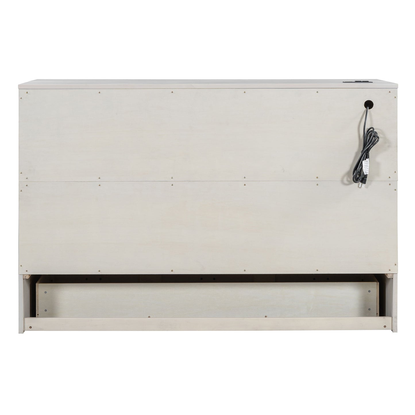 Queen Size Murphy Bed With Large Drawers - Brushed White