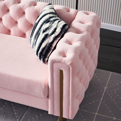 Chesterfield - Modern Tufted Velvet Living Room Sofa, 84.25''W Couch - Pink
