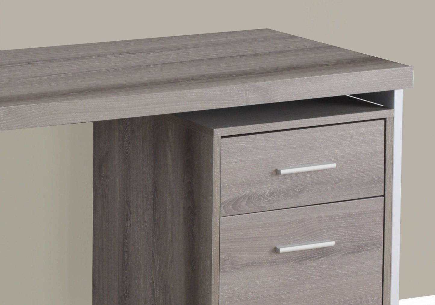 Computer Desk For Home Office, Laptop, Left, Right Set - Up, Storage Drawers, Contemporary & Modern - Taupe