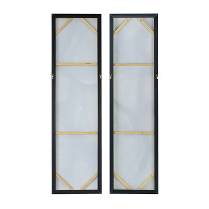 Elongated Modern Abstract Oil Painting, Rectangle Framed Wall Art (Set of 2) - Multicolor