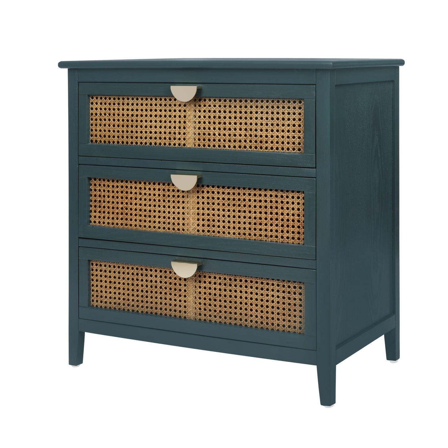3 Drawer Cabinet - Natural Rattan, Suitable For Bedroom - Green