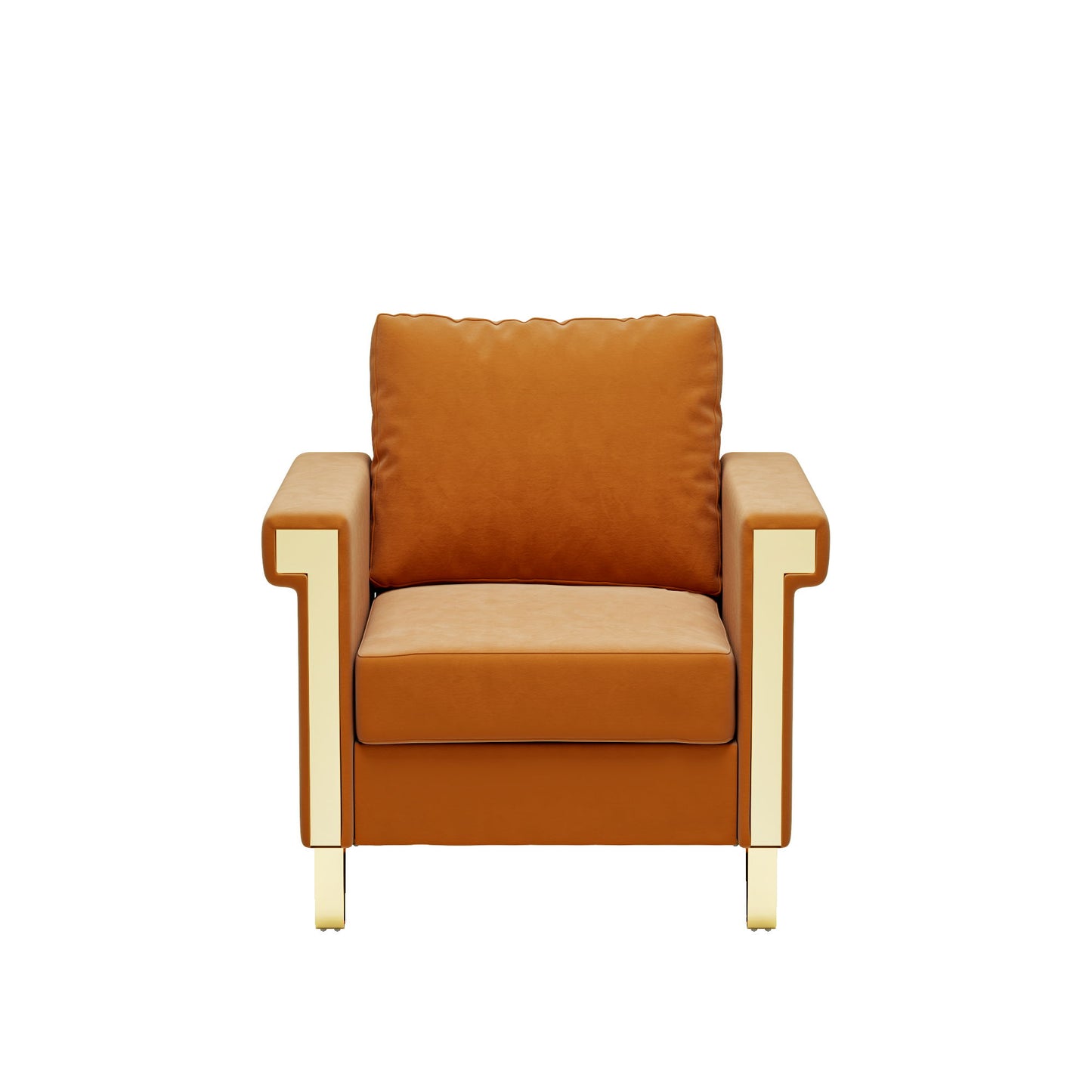 Plush Shiny Velvet Upholstered Chair With Good Resilience Performance Foam - Orange