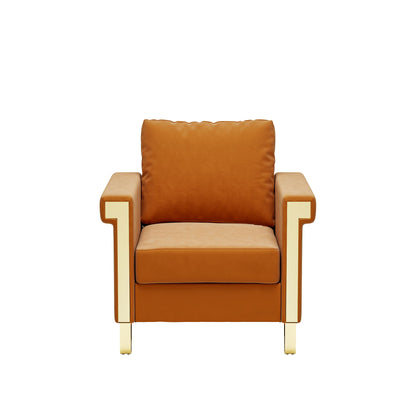 Plush Shiny Velvet Upholstered Chair With Good Resilience Performance Foam - Orange