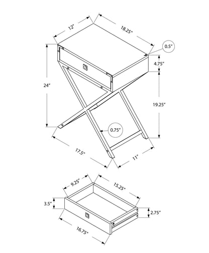 Accent Side Table, Storage Drawer, Contemporary - Espresso