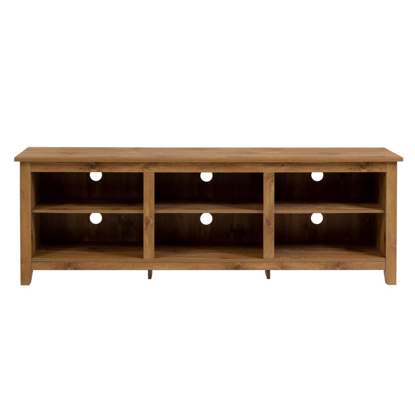 Modern Transitional 3 Shelf Open Storage 70" TV Stand For 80" TVs - Barnwood